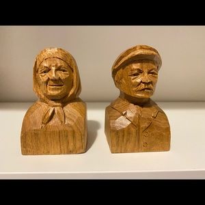 Signed By Artist Lionel Dube, Hand Carved Walnut Candle Holders